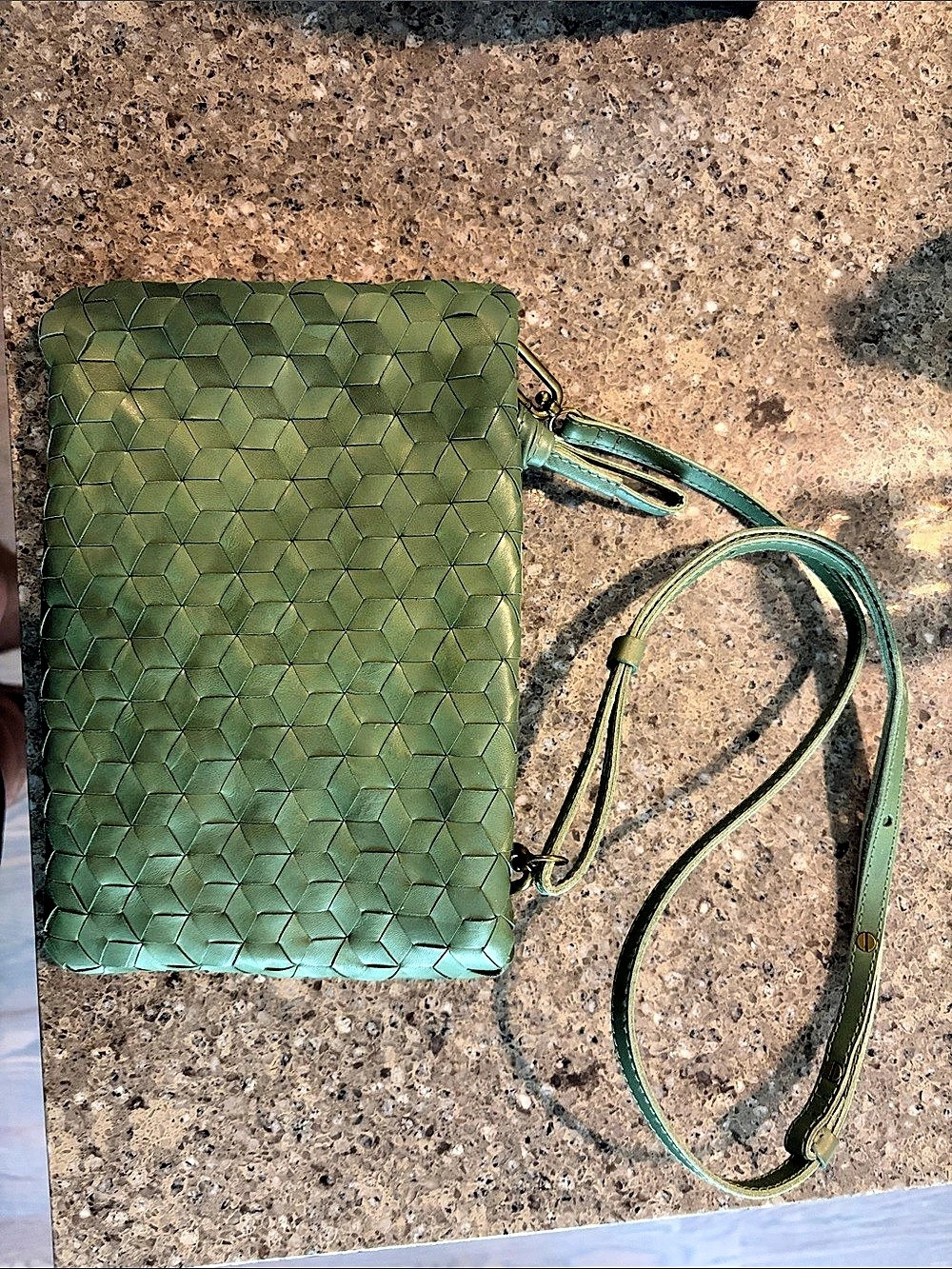 Madewell The Puff Crossbody Bag Green Geometric Crossbody